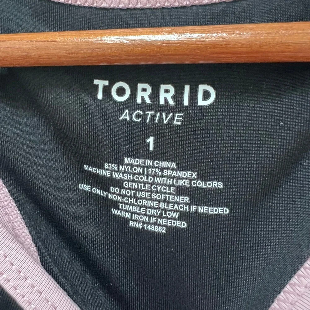 Torrid Active Womens Black Lilac Strappy Racerback Sports Bra Size 1 - Picture 5 of 8